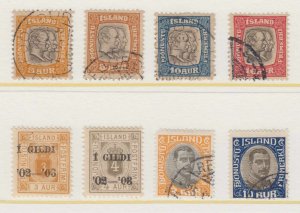 ICELAND 1902-30 OFFICIAL STAMPS Sc O20-O21, O31, O33-O34, O36, O40 & O43 SCV$54 