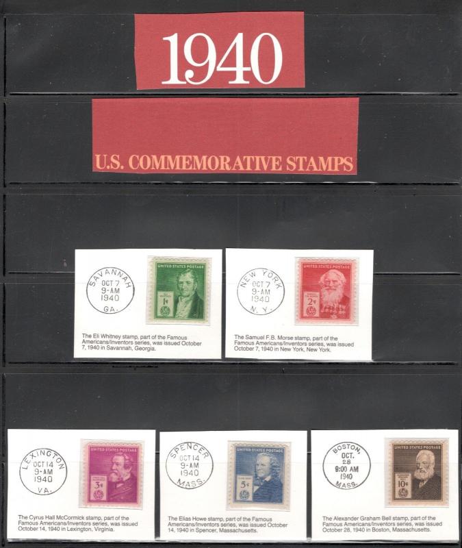 889-893 American Inventors In Clear Mounts With First Day Of Issue Post Mark MNH