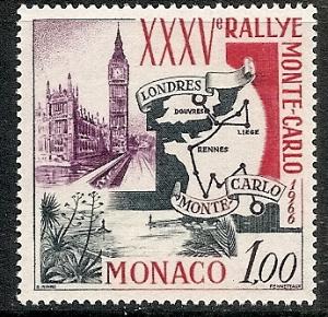 Monaco  629 Mint OG 1966 Monte Carlo Rally