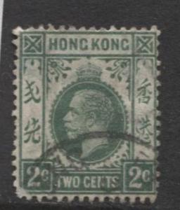 Hong Kong - Scott 110 - KGV- Definitive-1912- Used- Single 2c Stamp