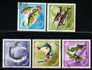 Mongolia # 389-96 ~ Short Set 5 of 8 ~ Fish ~ CTO, HMR ~ cv 1.00