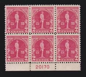 US 688 2c Braddock's Field Mint Bottom Plate Block of 6 #20170 VF OG NH SCV $45