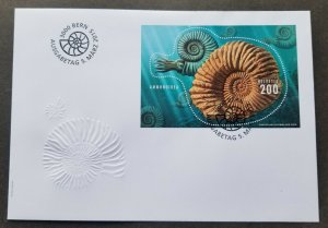 Switzerland Ammonites 2015 Marine Life Shell (FDC) *odd shape *embossed *unusual