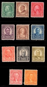 MOMEN: US STAMPS #581-591 COMPLETE SET MINT OG NH LOT #84295