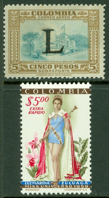 EDW1949SELL : COLOMBIA 1950-59 Scott #C185, C318 Both VF, Mint NH. Catalog $75.