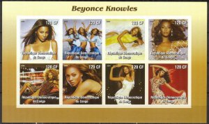 Congo 2004 Cinema Actress Beyonce Knowles Sheet of 8 Imperf. MNH Private