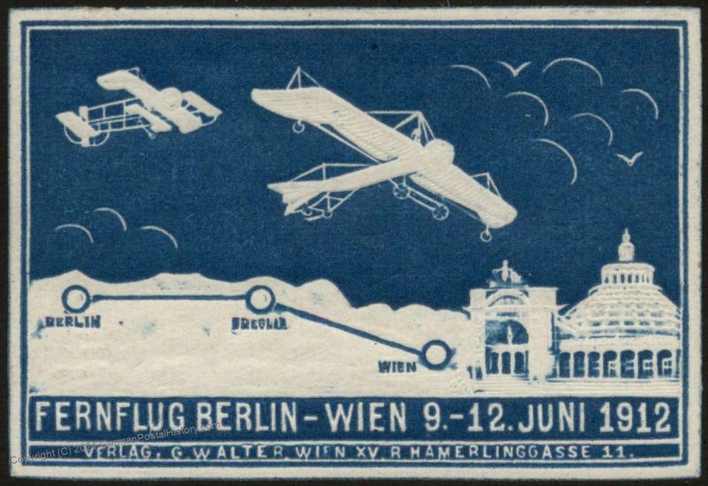 Germany 1912 Berlin Vienna Fernflug Long Distance Pioneer Flight