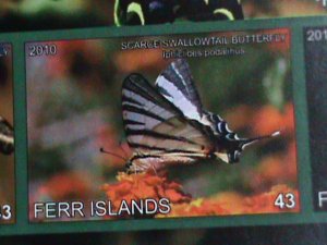 ​FERR ISLAND STAMP-2010 COLORFUL BEAUTIFUL LOVELY BUTTERFLY MNH MINI SHEET-VF