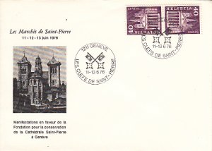 Switzerland Cover Sc 389c 40c Cathedral tete-beche pair Commemorative