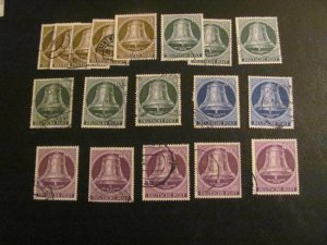 Germany Berlin 1953 USED SC 9N94/98 BELLS CENTERED LOT VF/XF 215 EUROS (117)