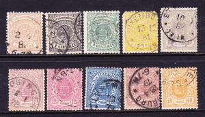 LUXEMBOURG  1875-79  ARMS  SET 10 FU  Sc 29/38
