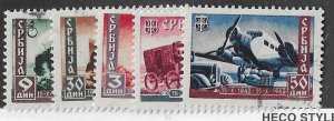 Serbia Sc #2N42-46  set of 5 used VF