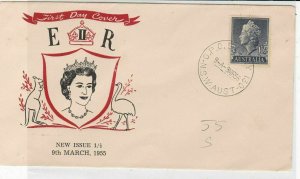 Australia 1955 E R Shield+Animals Illustration Queen Stamp FDC Cover Ref 34430