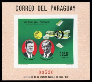 Paraguay #C323 Cat$27.50, 1969 Apollo 11, imperf. souvenir sheet, never hinged