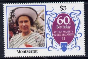 Montserrat 1986 Queen's 60th Birthday $3 unmounted mint w...