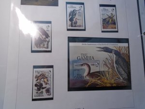 Gambia   Birds  J J  Audubon  #  551-55  MNH