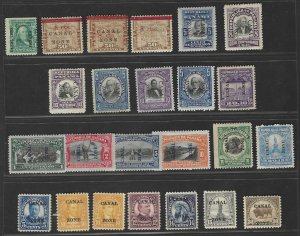 CANAL ZONE 1904-1928 COLLECTION OF 24 MINT OF THE EARLY ISSUES CAT. VALUE $750+