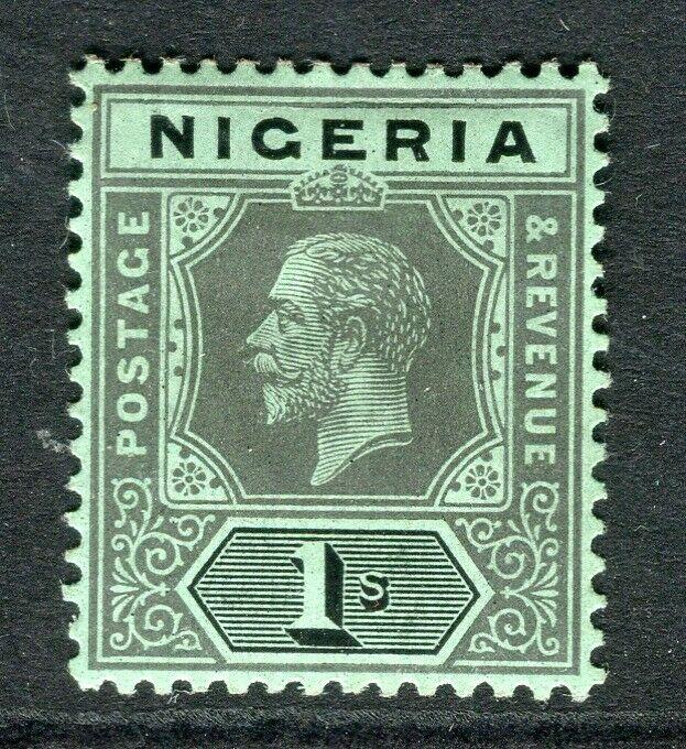 NIGERIA; 1912 early GV Crown CA issue fine Mint hinged Shade of 1s. value