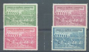 Cinderella USA 1940 Olympic Committee set of 4 labels MNH