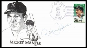 1989 Baseball - Cooperstown NY, Mickey Mantle cachet, signed Roberto Alomar (34