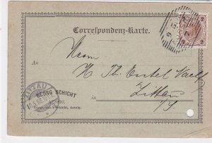 Austria 1898 Aussig Lined Cancel to Zittau Stamp Card ref R 19557