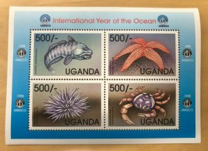 Uganda 1998 - INTL. YEAR OF THE OCEAN - Sheet of 4 (Scott #1595) - MNH