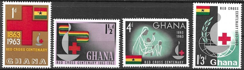 Ghana Red Cross Centennial set of 1963, Scott 139-142 MNH