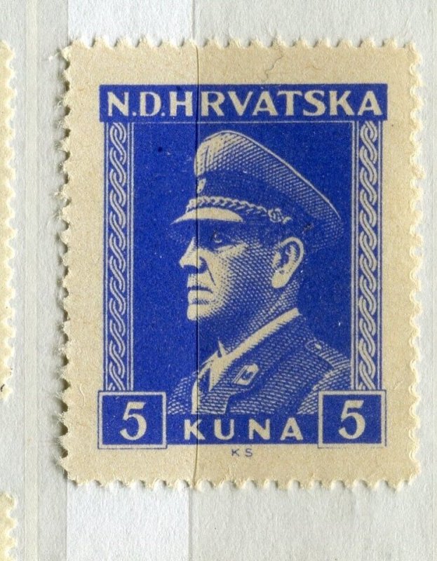 CROATIA; 1943 early Ante Pevelic issue fine MINT MNH unmounted 5k. value