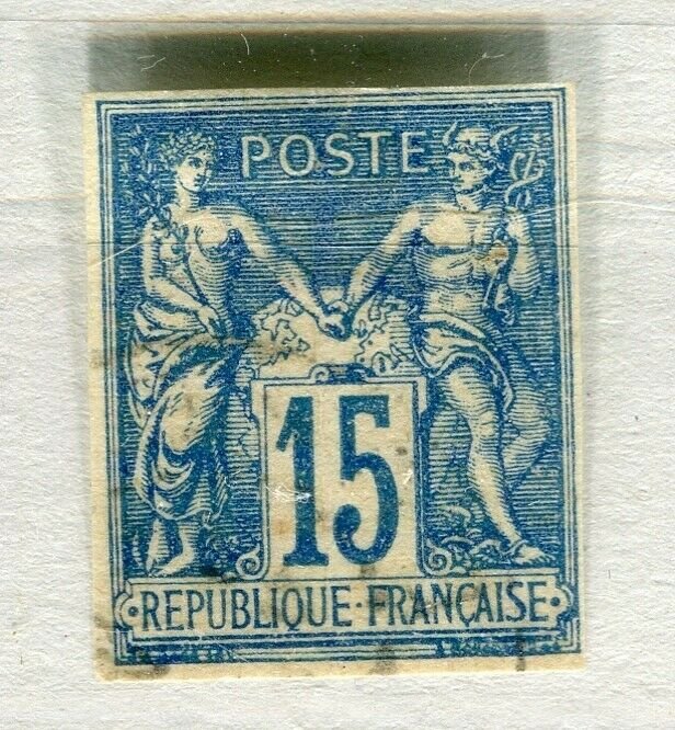 FRENCH COLONIES; Classic 1877-78 Imperf P & C type fine used 15c. value