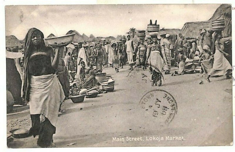 SIERRA LEONE KEVII Postcard LOKOJA MARKET* Scarce Card Freetown 1908 TT179