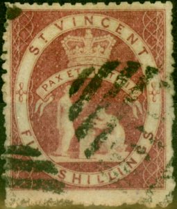 St Vincent 1880 5s Rose-Red SG32 Fine Used