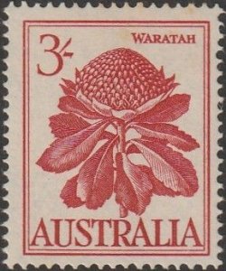 Australia 1959 Sc#330 3S Scarlet Waratah, Flora MNH-VF.