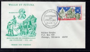 Wallis and Futuna Islands 187 US Bicentennial Typed FDC