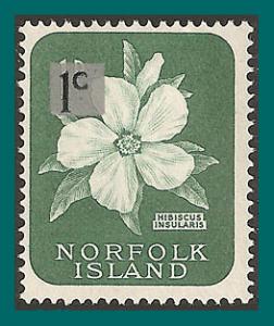 Norfolk Island 1966 Surcharge Hibiscus, thick MNH  #71a,SG60a