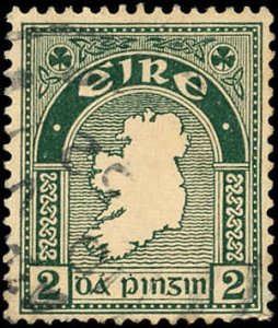 Ireland Scott 68 - Used - 1922 2p Map - Well Centered for this Issue and Sound