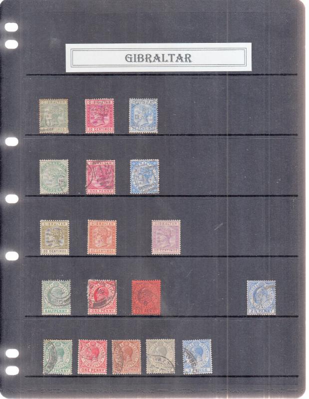 GIBRALTAR STOCK PAGE VICTORIA-GEORGE 5TH MINT/USED