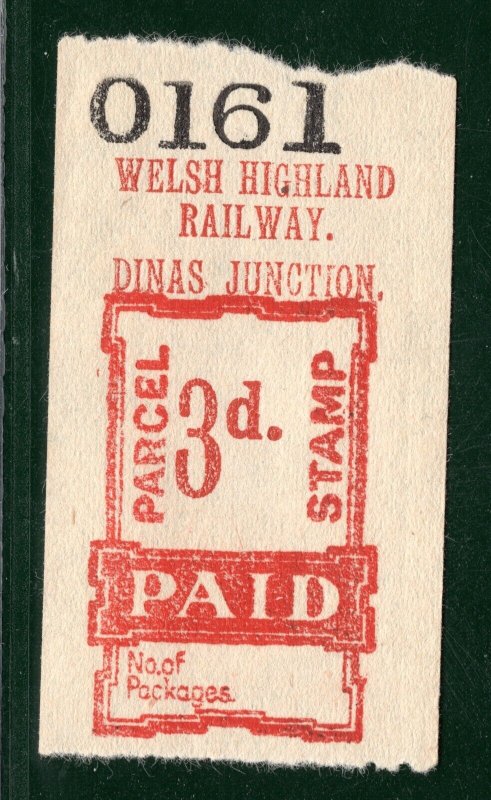 GB Wales WELSH HIGHLAND RAILWAY Parcel Stamp 3d DINAS JUNCTION Station MNG PIW74