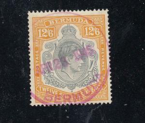 BERMUDA # 127a VF-KGV1 12/6d SON DATED CANCEL CAT VALUE $60+