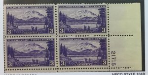 US #800 PB (MNHOG) [Plate Block Mint No Hinge Original Gum] Mt. McKinley