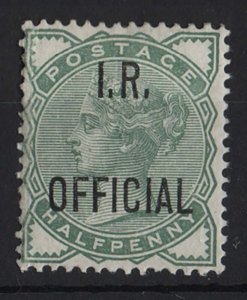 GB Officials 1882 ½d pale green IR Official fine mint sgO2 cat £90