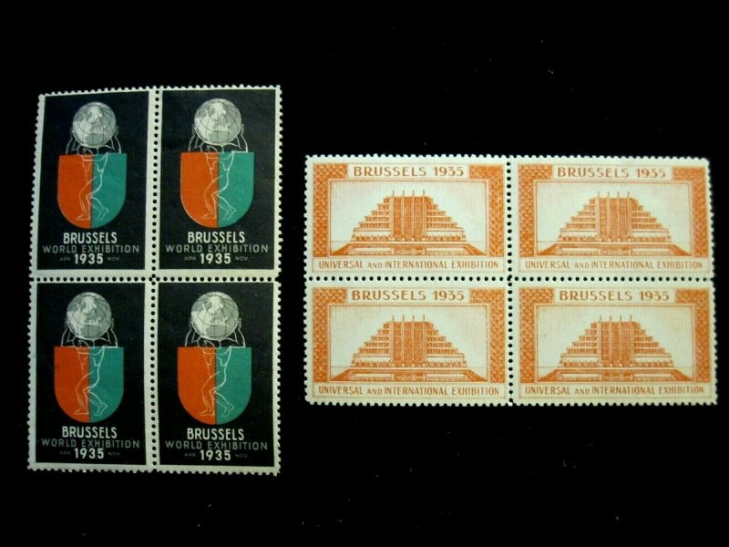 BELGIUM - 2 BRUSSELS 1935 INTERNATIONAL/WORLD EXPO ADVERTISING STAMPS - BLK 4