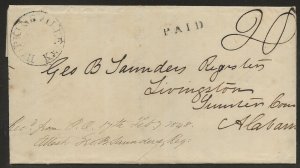 1/5/1848 Hopkinsville KY cover PAID Court Docs Geo Saunders Registers Livingston