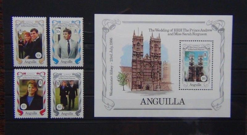 Anguilla 1986 Royal Wedding Perf 12 set & Miniature Sheet MNH 