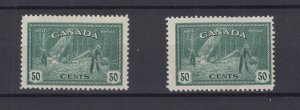 Canada KGVI 1946 50c Peace x 2 SG405 MH BP8637