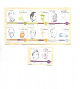 COLOMBIA 2010 FAMOUS PEOPLE OF COLOMBIA 7 VALUES FROM SHEET USED