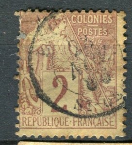 FRENCH COLONIES; 1880s General issue used 2c. value + Postmark,