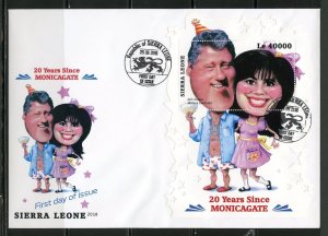 SIERRA LEONE 20 YEARS SINCE MONICAGATE SOUVENIR  SHEET FIRST DAY COVER