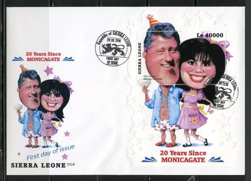 SIERRA LEONE 20 YEARS SINCE MONICAGATE SOUVENIR  SHEET FIRST DAY COVER