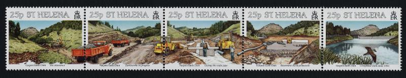 St Helena 645 MNH Harpers Earth Dam, Trucks, Excavator, Bird