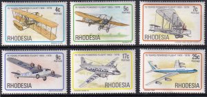 Rhodesia 408-13 (mnh set of 6) 70th anniv. of powered flight (1977)